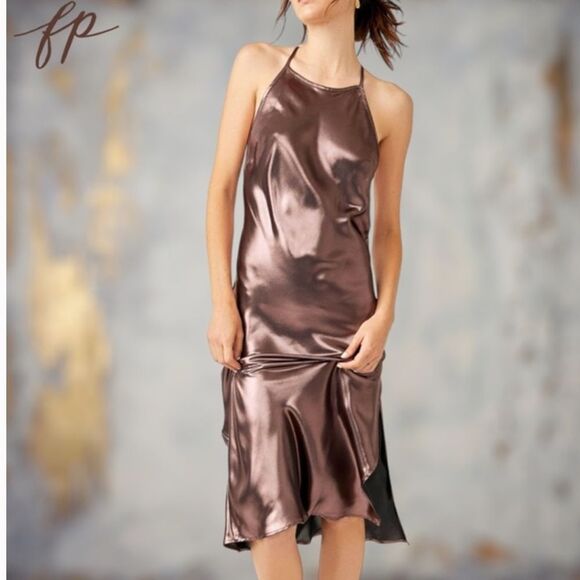 FREE PEOPLE Sunset Shimmer Sleeveless Racerback Midi Slip Dress - Picture 16 of 16